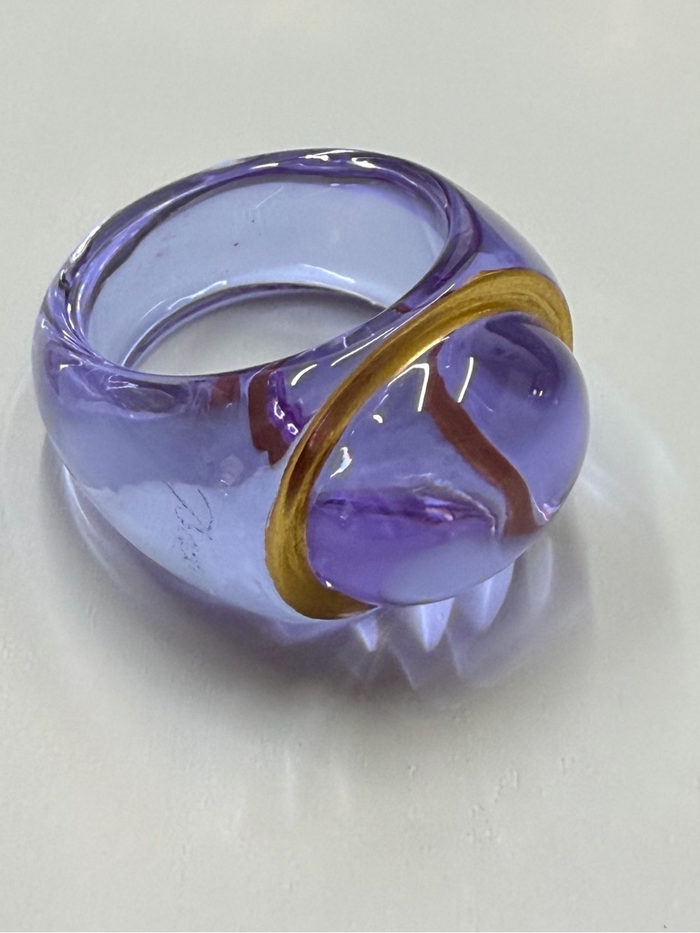 Baccarat Medicis Purple Crystal Ring Size 6.5/53